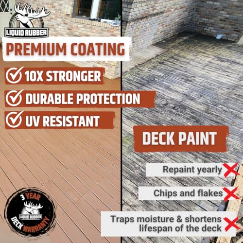 Liquid Rubber Polyurethane Deck Coating - Smooth, Saddle Brown, 1 Gallon - color: Smooth Saddle Brown, size: 128 Fl Oz (Pack of 1)