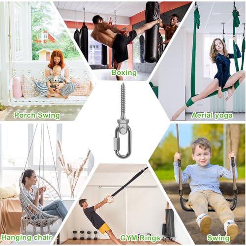 SELEWARE Heavy Duty Swing Hanger, 6 Pack Porch Swing Hardware - color: O (5 Inch, 6 Pack)