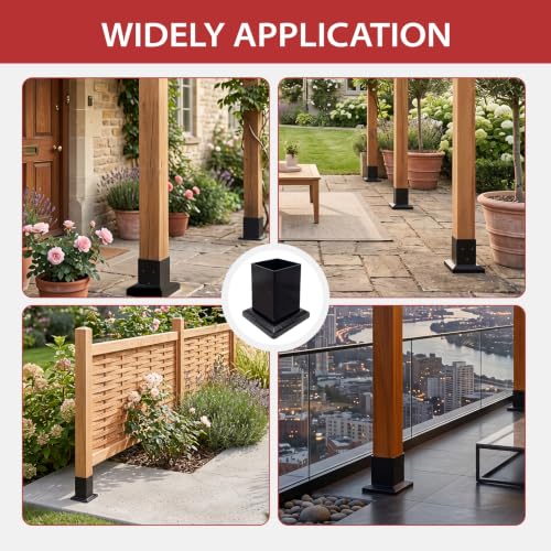 4 Pack 4x4 Post Base with Decorative Cover, Iron Post Base - size: 8-Pc Kit: 4P Base+4P Base Cover