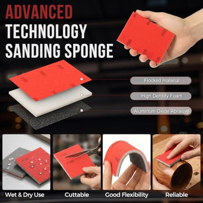 70 PCS Sanding Sponge Block 80-3000 Grit Wet Dry Sandpaper for Metal Wood
