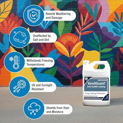 Rain Guard Water Sealers VG-7001 VandlGuard Non-Sacrificial Anti-Graffiti Coatings READY TO USE covers up to 300 sq. on painted and unpainted surfaces. 1 Gallon - color: Semi-Satin Sheen, size: 1 Gallon (300 Sq. Ft.)