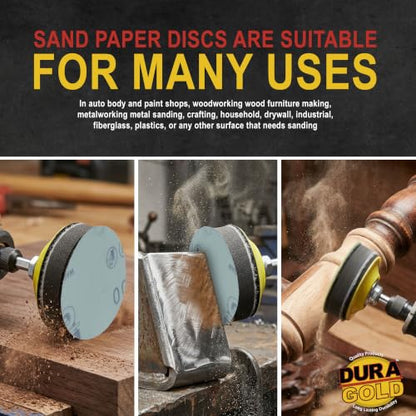 Dura-Gold Premium 3" Gold Hook & Loop Sanding Discs - 2000 Grit (Box of 30) - size: 2000-Grit