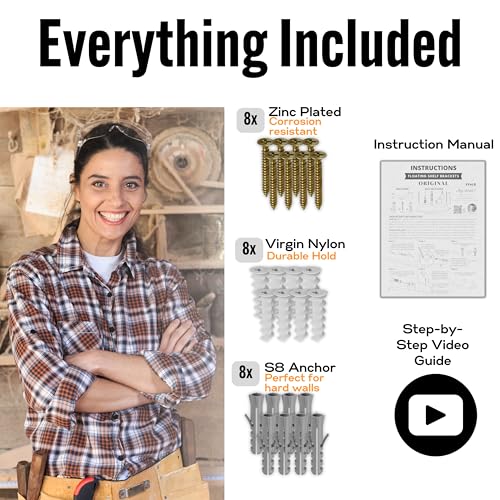 EVALD 4 Inch Floating Shelf Brackets, Hidden Shelf Brackets for Floating Shelves, Heavy Duty Shelf Bracket with Screws & Anchors, Floating Shelf Mount, Invisible Shelf Support (4 Pack) - size: 4 Inch, style: 4 Pack All-purpose