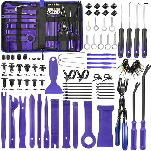 Uolor 342Pcs Trim Removal Tool Kit, Car Panel Door Audio Radio Stereo Removal Tools, Auto Push Pin Bumper Retainer Clip Set/Fastener Terminal Remover Tool/Car Upholstery Repair Pry Kit Auto Clip Plier