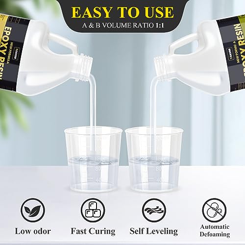 TAKIMO 1 Gal 3X UV Resistant Crystal Clear Epoxy Resin Kit, 1:1 High Gloss - size: 128 Fluid Ounces