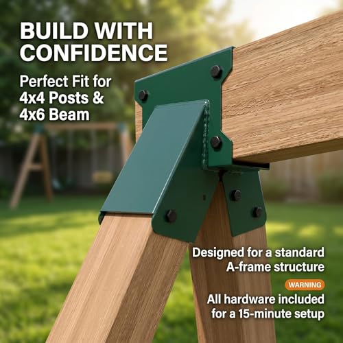 A-Frame Swing Set Bracket Kit, 2-Piece Wood Swing Hardware for Outdoor Playground, Backyard Play Set Accessories with Complete Mounting Components