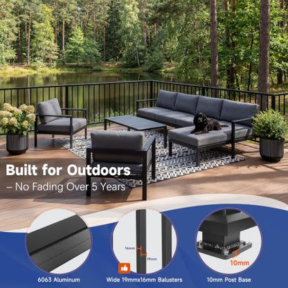 Modular 36 in. H x 6 ft. W Aluminum Deck Railing Kit, Porch Railing - color: Level 6ft - 4 panel 0 Post