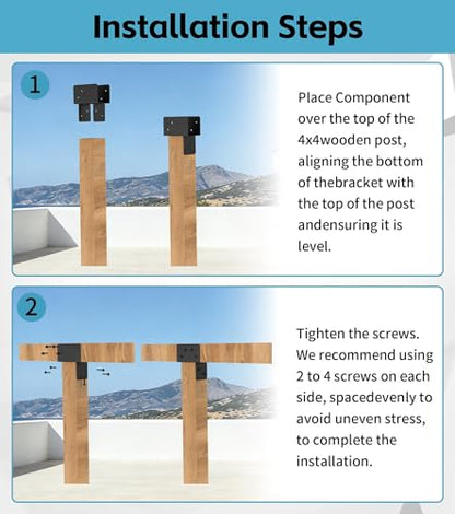 2 Pack 4x4/4x6 Heavy-Duty Post Bracket for Outdoor Pergolas Gazebos Decks - size: 2 Pack Large Brackets 4"x4"