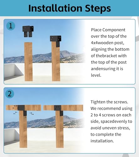 2 Pack 4x4/4x6 Heavy-Duty Post Bracket for Outdoor Pergolas Gazebos Decks - size: 2 Pack Large Brackets 4"x4"