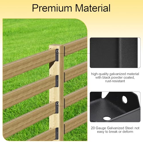 LukLoy 50 Pack 2x4 Brackets for Wood Rail, Black Deck Railing Brackets Connectors for 2" X 4" ( Actually 1.5" X 3.5" ) Wood Post, 20-Gauge Fence Brackets, Screws Not Included - style: Black-50
