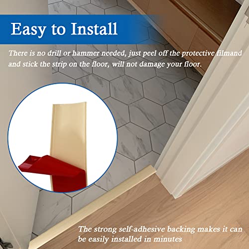 FONUNO Vinyl Floor Transition Strip Self Adhesive Threshold Strip 1.57" W - color: Beige, size: 4cm, 3.3Ft