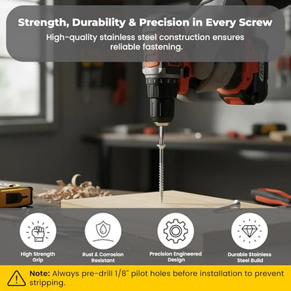 28001 Stainless Steel Wood Screws Self Tapping Screws Durable for Residential Door Hinges #12 x 3 Inch, 25 Pack (Silver) - color: Silver