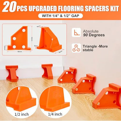 CNQLIS 65Pc Laminate Flooring Kit – Spacers, Pull Bar, Mallet & More