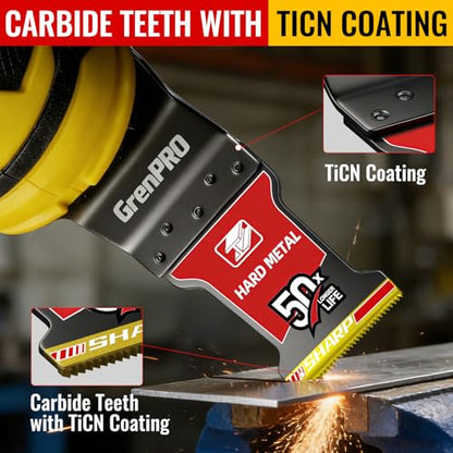 GRENPRO 3-Pack TiCN Carbide Oscillating Saw Blades for Metal Cutting