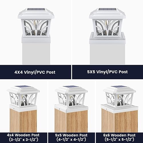 SIEDiNLAR Solar Post Cap Lights Outdoor Aluminum Glass 2 Modes 2 Pack White - color: White, size: 2 Pack