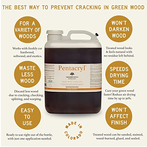 Pentacryl Green Wood Stabilizer 5 Gallon by Preservation Solutions, Prevents Cracking & Shrinking, Ideal for Woodworkers