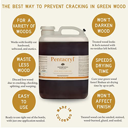 Pentacryl Green Wood Stabilizer 5 Gallon by Preservation Solutions, Prevents Cracking & Shrinking, Ideal for Woodworkers