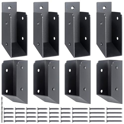 AECXM 201 Stainless Steel 2" x 4" (1 ½" x 3 ½" Actual) Deck Railing 27.5° Stair Connectors, for Deck Railing Stair Handrail Connection Installation Deck Railing Bracket (4 Pair-Black) - size: Angle 27.5°