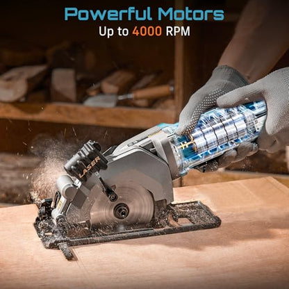 SEESII Mini Circular Saw, 4.8A 4000RPM Corded Compact 4-1/2" Saw with Laser