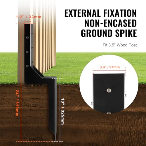 VEVOR Fence Post Anchor Repair Kit, 4 Pack 3.5 x 3.5 Inches Inner Diameter - size: 4PC 24x3.5x3.5 Inches
