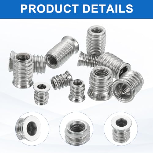 MECCANIXITY 4Pcs Threaded Inserts Nuts, M6x20mm Hex Socket Drive Nut Inserts for Wood - 304 Stainless Steel Screws Furniture Screw in Nuts Bolt Fastener Connector Wood - size: M6x20mm