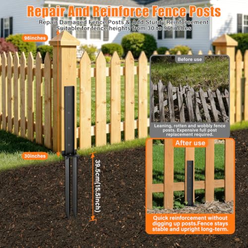 8 Pcs Fence Post Repair Kit, 4×4/6x6 Fence Post Support, Heavy Duty Post Anchor Ground Spike for Fixing Tilted or Broken Wooden Fencing Posts - size: 8 PCS