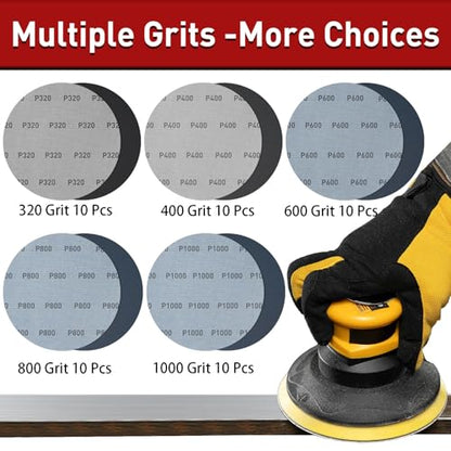 Sanding Discs,50Pcs 6 Inch 320-1000 Grit Hook and Loop Sandpaper - style: 320 400 600 800 1000 Grit