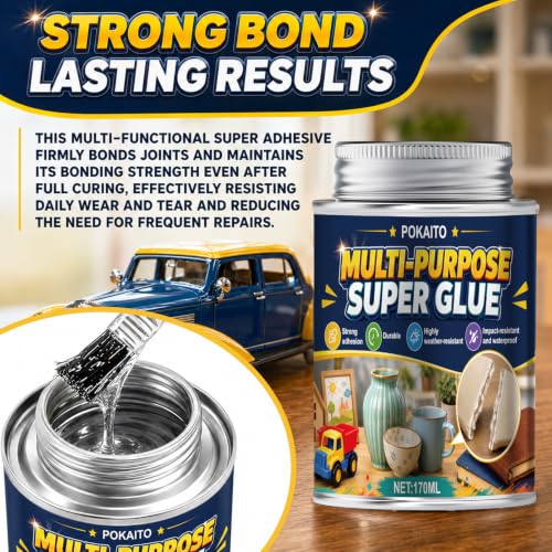 170ML Super Glue with Brush, All Purpose & Strong Adhesion, Clear