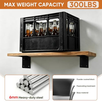 4 Pcs 6"x6"x5" Heavy Duty L Angle Bracket, 6mm, Max Load 300lbs - size: 6×6×5×6
