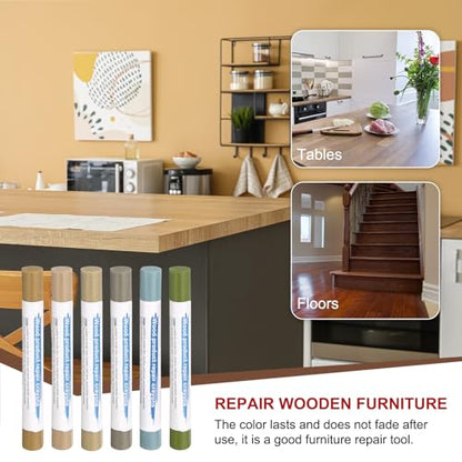 HARFINGTON Wood Filler Sticks 6 Colors Wooden Wax Touch Up Furniture Repair Crayons for Light Log, Light Cherry, Light Yellow Clay, Light Blue, Khaki, Lemon Green - color: Light Logs Series