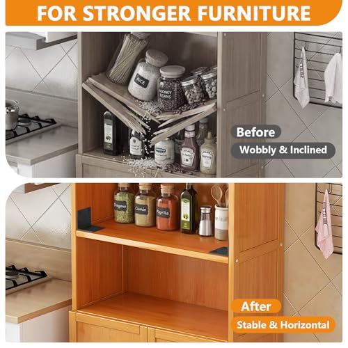 Alise 4Pcs Black Stainless Steel L Brackets Heavy Duty for Wood Furniture - color: Matte Black, size: 45x45MM