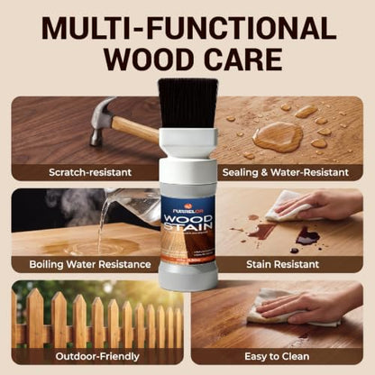 Wood Stain Sealer 135ml/5.3oz Water Based Walnut Wood Stain in One Brush - color: Black/Walnut