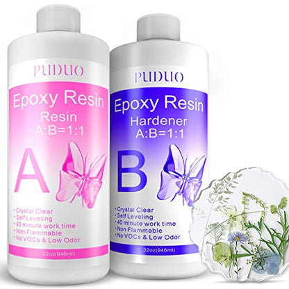 Puduo Epoxy Resin Clear Kit 64 OZ - size: 64 fl oz