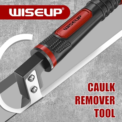 WISEUP Caulking Tool，6 in 1 Caulk Remover Tool with Grout Scraper，Brush