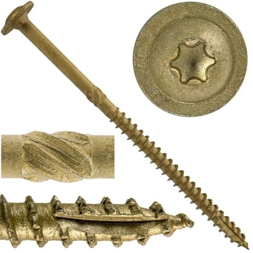 Jake Sales #15 x 5 Construction Lag Screw - Torx/Star Drive Heavy Duty Structural Lag Screw - ACQ Compatible - Modified Truss Washer Head. 1 x 100 Count Box - 100 Screws - color: BRONZE, size: 15x5"