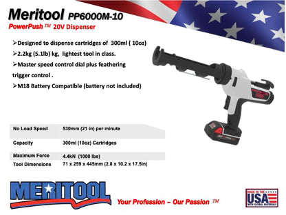 6000 Series Cordless Caulking Gun – 20V Lithium Battery Powered Electric 10oz Cartridge Dispenser, Lightweight 3.75 lbs, 1000 lb Thrust, No-Drip Sealant & Adhesive Applicator - size: 10oz / 300ml, style: Cordless 20V (6000 Series)