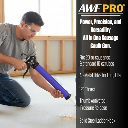 AWF PRO Sausage Caulking Gun 20 oz, 12:1 Thrust Ratio - size: 12:1 Thrust