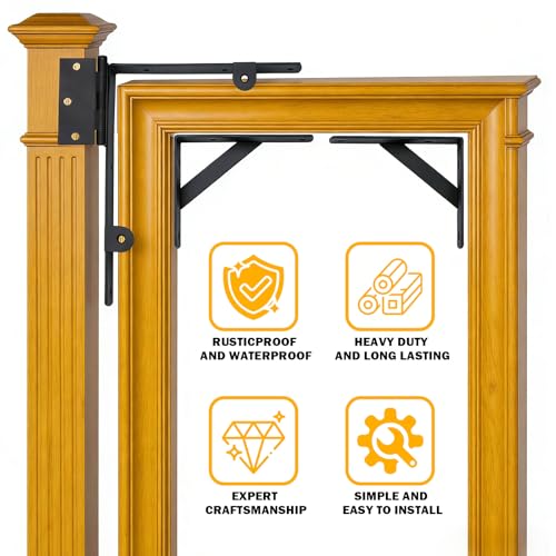1 Sets Anti-Sag Gate Kit, Heavy Duty No Sag Gate Brace with Corner Bracket & Self-Locking Latch, Designed for Wooden Fence Gates - size: Single Door Set