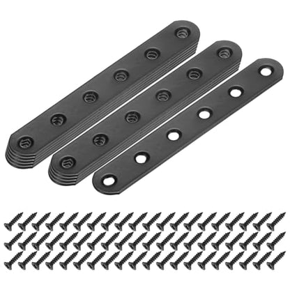 M METERXITY 10-Pack Flat Straight Brackets 4.53x0.71in, Black - color: Black, size: 115mm
