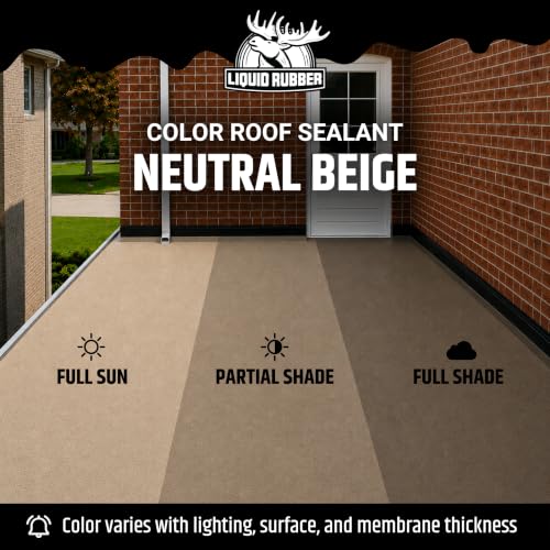 Liquid Rubber Color Roof Sealant - Flat & Metal, Beige, 1 Gallon - color: Beige, size: 1 Gallon