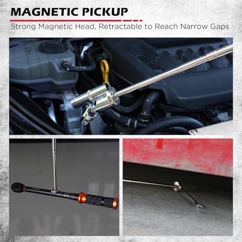 3 Pack Telescoping Magnetic Pickup Tool with Parts Tray, Magnet Stick Extendable up to 41in, Non-Slip Extendable Magnet Pickup Tool with 50lb Pull Force for Nail, Screws & Metal Debris Workshop Garage - style: 50LB Stick with Dual 4" Trays