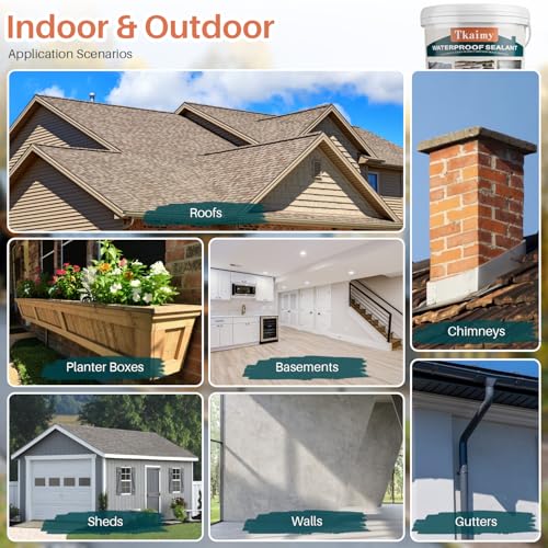 Tkaimy Polyurethane Waterproof Coating, 175oz, Grey, Fix Leaks & Cracks - color: Grey, size: 175 OZ