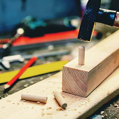 uxcell Wooden Dowel Pins 36pcs 6x20mm(1/4" x3/4") Fluted Beveled Ends Wood Dowel Pegs Kiln Dried Hardwood for Woodworking Furniture Shelf - size: 6x20mm