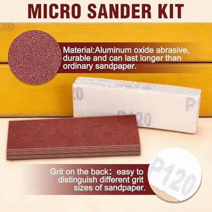 100Pcs Micro Detail Sander Paper Kit, 3.5x1.2 Inch, 120 Grit - style: 120 Grit
