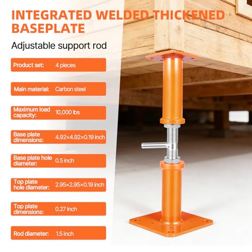 4PCS House Jacks for Leveling Crawlspace 17''-31''Adjustable Floor Support - size: 17''-31''