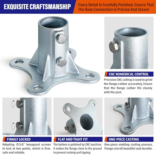 4Pack 2"(Actual: 1 7/8" OD) Chain Link Fence Post Base Flange Bracket Galvanized - size: 2"