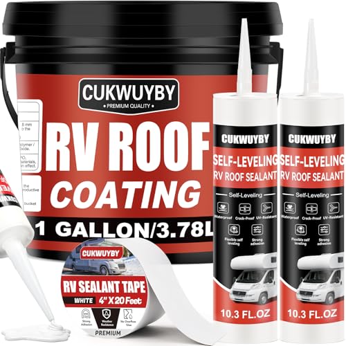 RV Roof Sealant Waterproof, RV Roof Coating for RV, Camper and Trailer - size: 3-in-1 RV Roof Kit