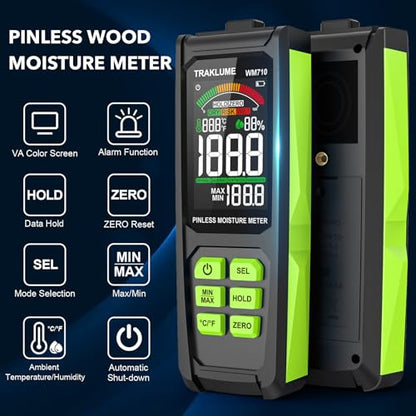 Moisture Meter for Wood Pinless Moisture Reader Firewood Moisture Tester