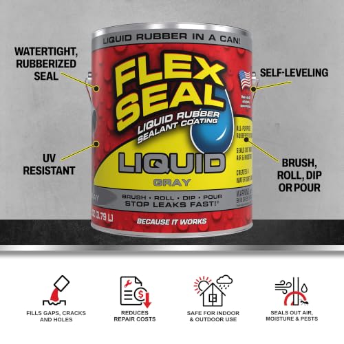 Flex Seal Liquid Rubber Sealant Coating, Waterproof, Gray, 128 oz - color: Gray, size: 128 oz