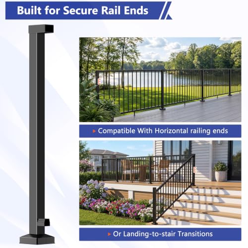 Modular 36 in. Aluminum Deck Railing Post for Aluminum Rail Kit - color: Level 1 End Post